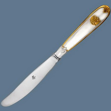 Нож столовый Единство из серебра с позолотой  258НЖ01002