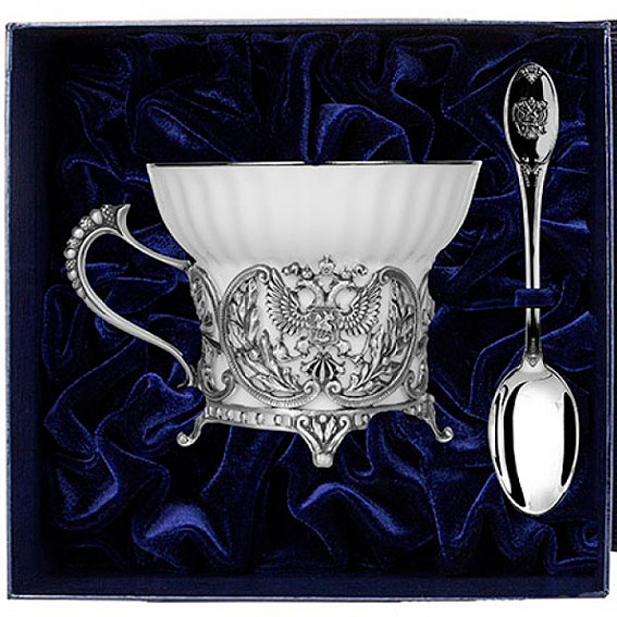 Серебряный Набор чайных чашек Герб 835НБ03806 Серебряный Набор чайных чашек Герб 835НБ03806