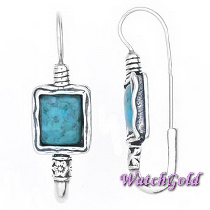 Серьги из серебра с бирюзой DENO 01E596TQ Серьги из серебра с бирюзой DENO 01E596TQ
