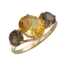 Золотое кольцо с коричневым топазом С16К3133179