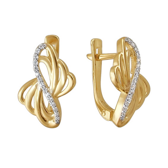 Серьги из желтого золота с фианитами 01С139775 Серьги из желтого золота с фианитами 01С139775