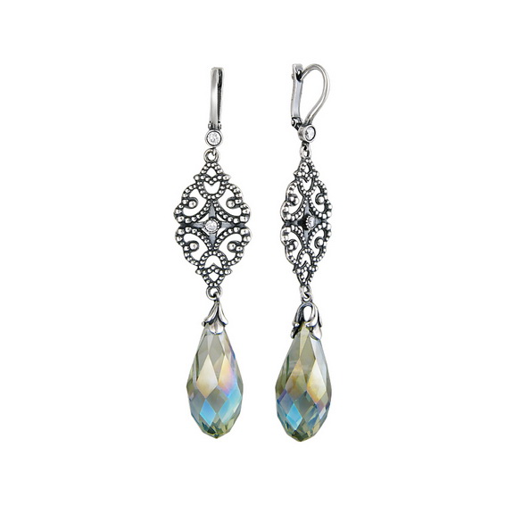 Серебряные серьги 01С258708Ч-3 Серебряные серьги 01С258708Ч-3