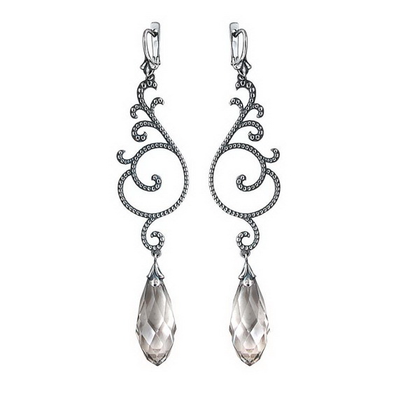 Серебряные серьги 01С258710Ч-1 Серебряные серьги 01С258710Ч-1